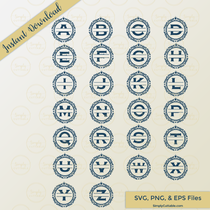 Download Crown Split Monogram SVG Cut File - Simply Cuttable