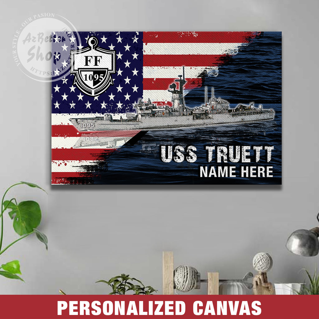 Personalized USS Truett FF 1095 Flag Canvas