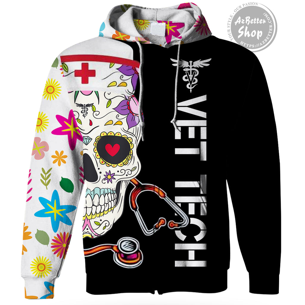 vet tech zip up hoodies