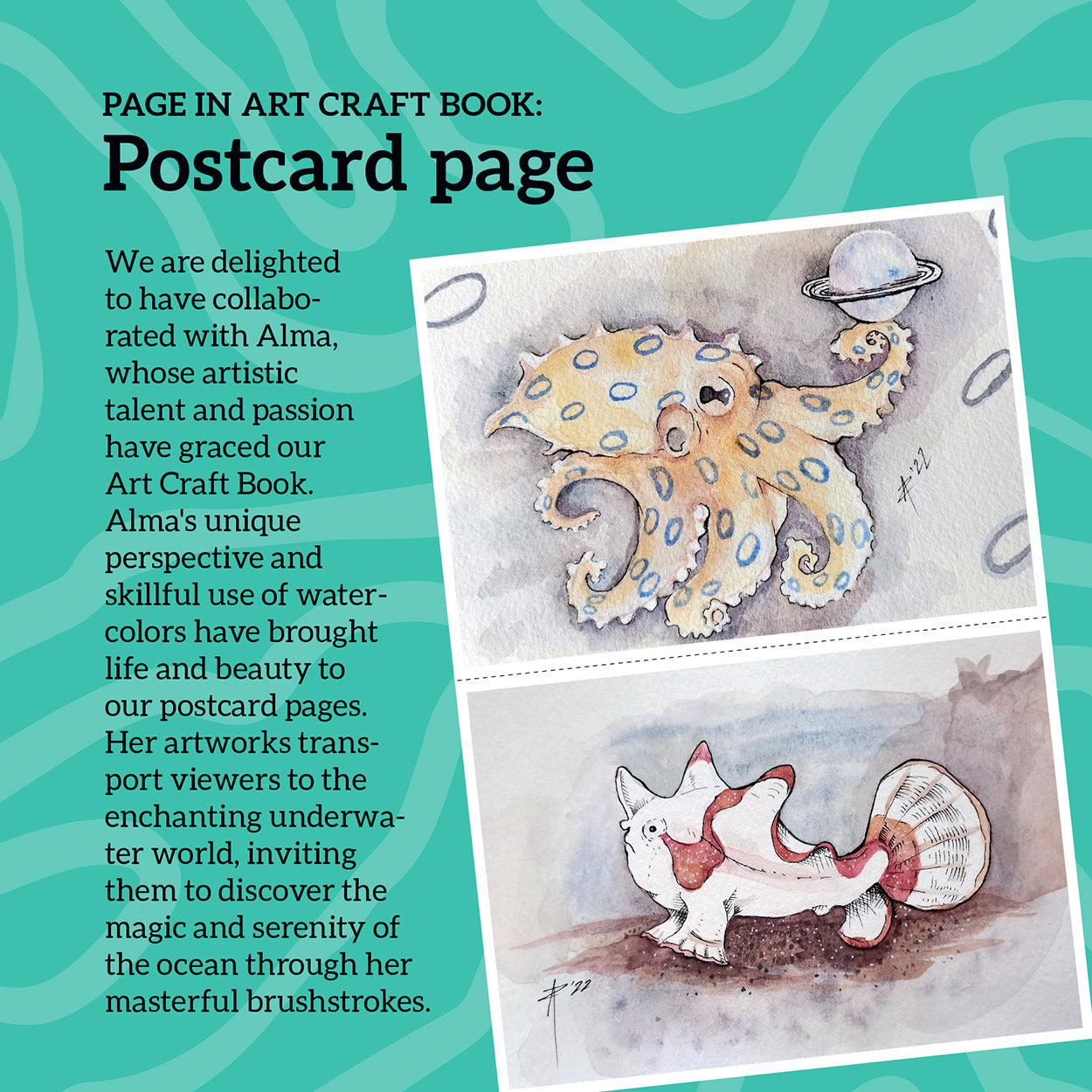 Alma Zosan Alcoran watercolor underwater artist Dumaguete city traditional postcard page Art Craft Book Souvenir