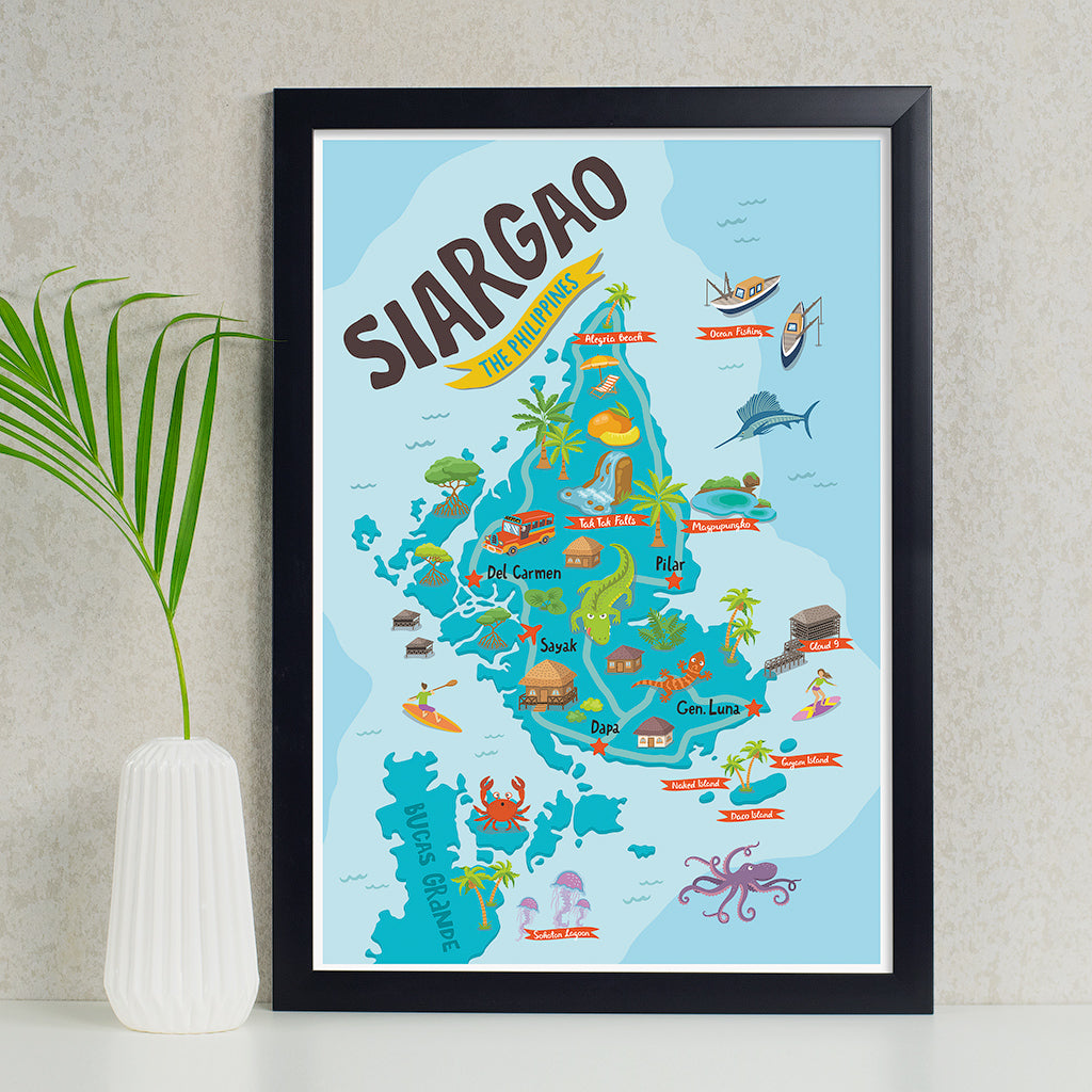 Siargao Illustrated Map Poster – Pinspired Philippines