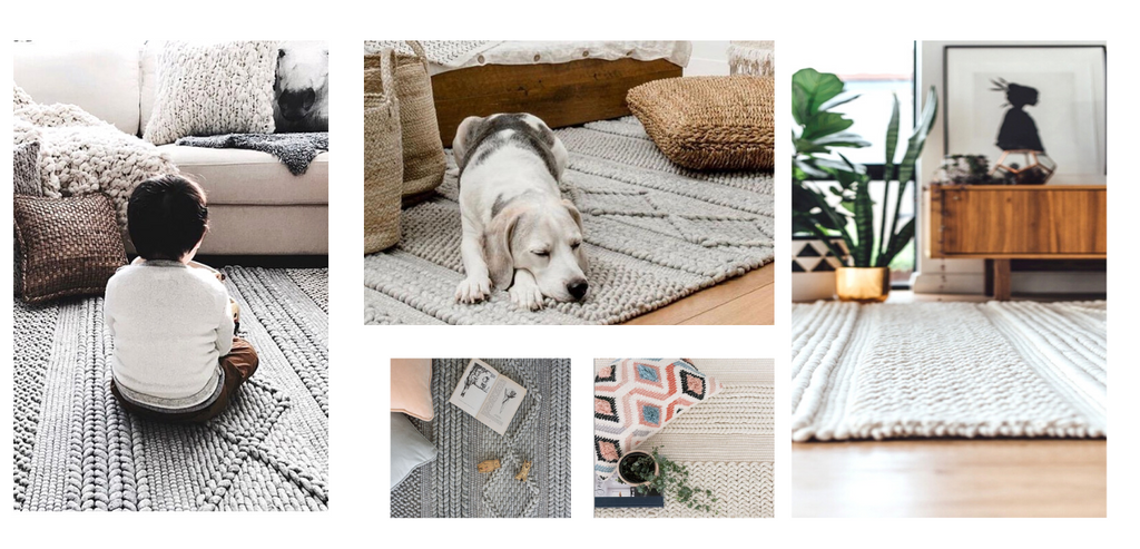 Jasper Knit Wool Rug Styled Collage