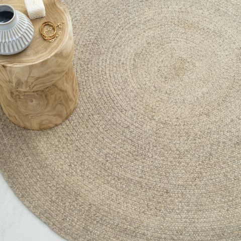 Large round rug in natural colors, Jute Carpet