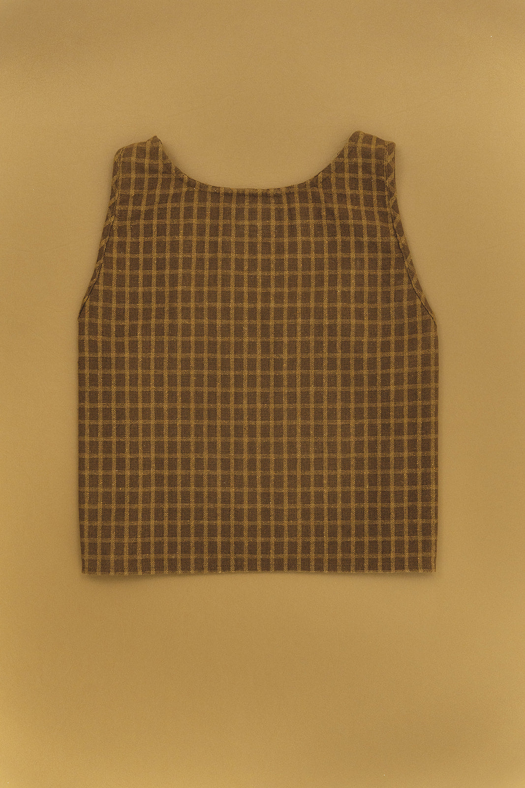 Kora - Brown Checked Crop Top