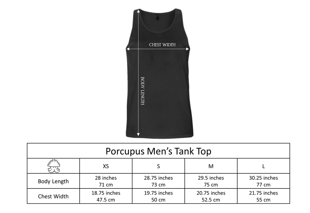 Porcupus Men's Tank Top Size Chart 
