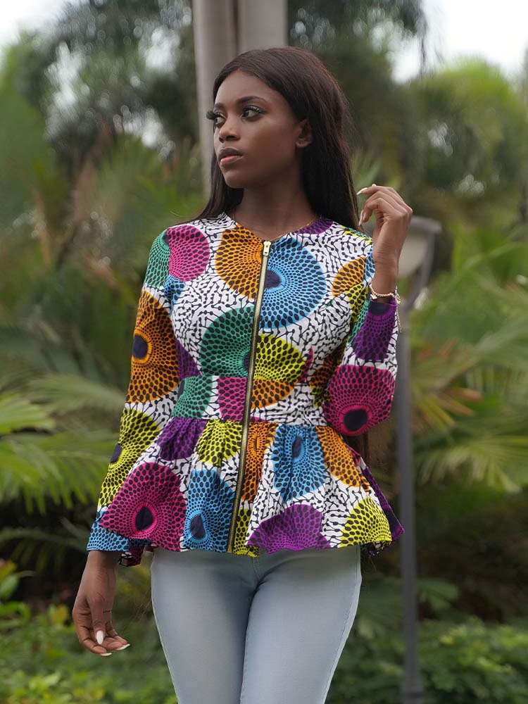 African Long Sleeves Top Ankara Print Shirt – SHENBOLEN