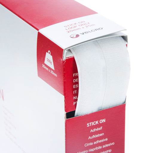 VELCRO® Brand Stick On Tape (Hook Only) White