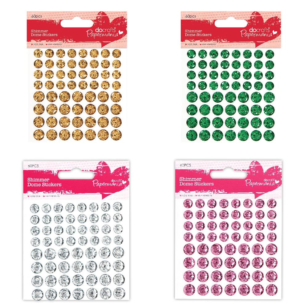 Shimmer Dome Stickers 60pcs Red