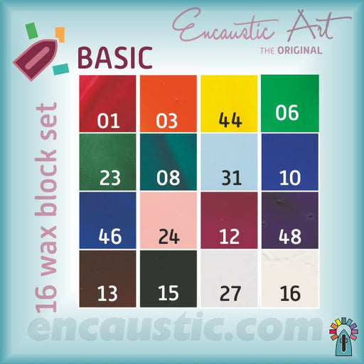 Encaustic Art The Original - ENRICHMENT SELECTION Set of 16 - Encaustic Wax  Block Colors -Beeswax For Encaustic Art Supplies -Non-Toxic, Handcrafted