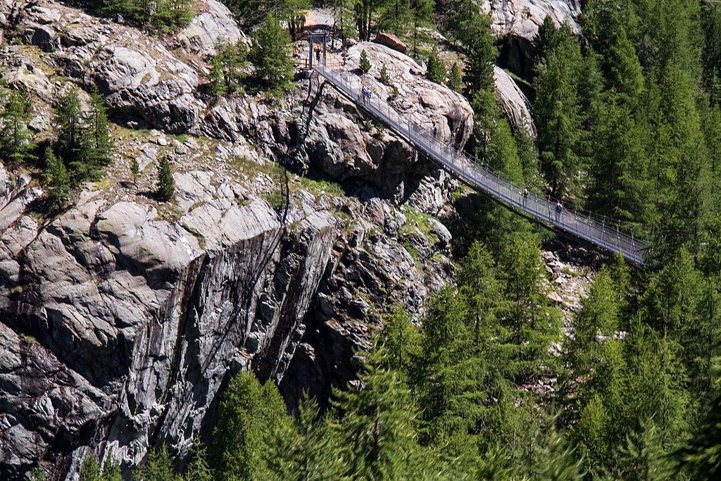 Fussgängerbrücke Hängebrücke Wallis Zermatt