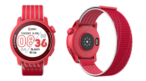 red Coros Pace 3 digital watch product shots