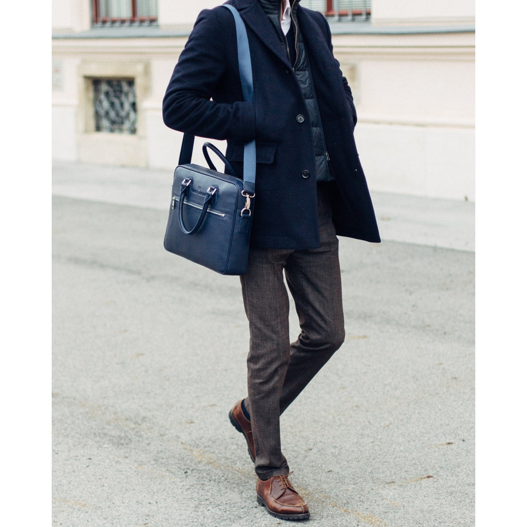 blue leather bag mens