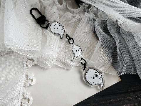 Multi-charm cute ghost goth keychain.