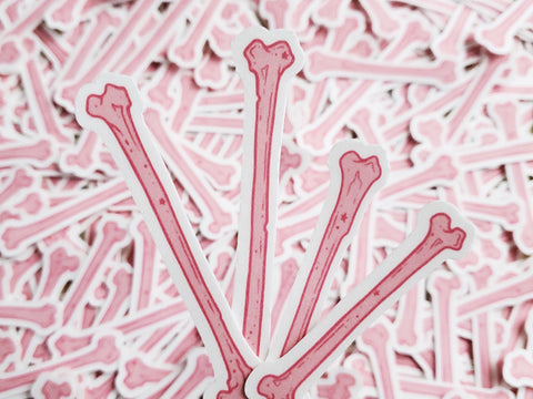 Creepy Cute pastel pink bones sticker pack.