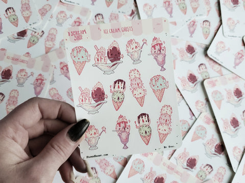 Creepy cute food planner ice ream ghost planner stickers.