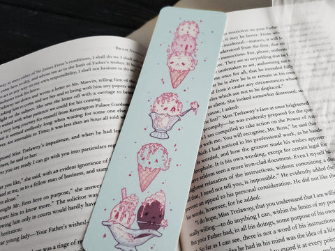 Ice cream ghost spooky cute pastel bookmark.