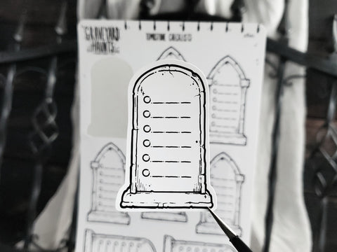 Tombstone gothic planner sticker sheet checklist.