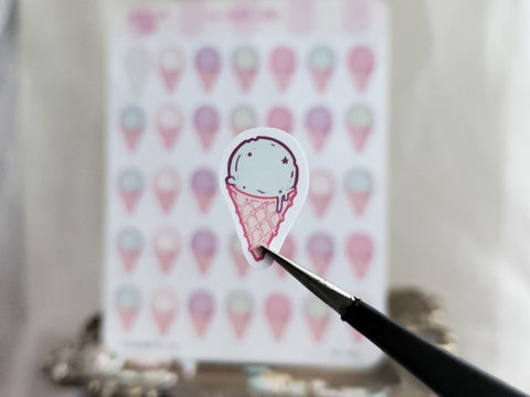 Pastel Ice cream cone planner stickers.