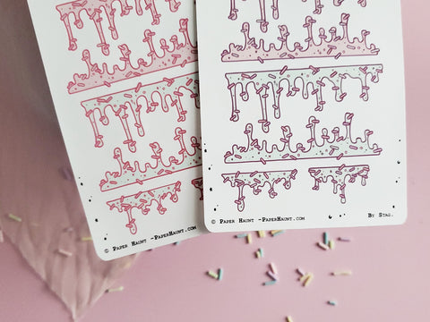 Pastel sprinkle drip ice cream planner stickers.