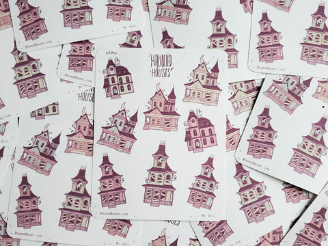 Pastel goth haunted house planner sticker sheets.