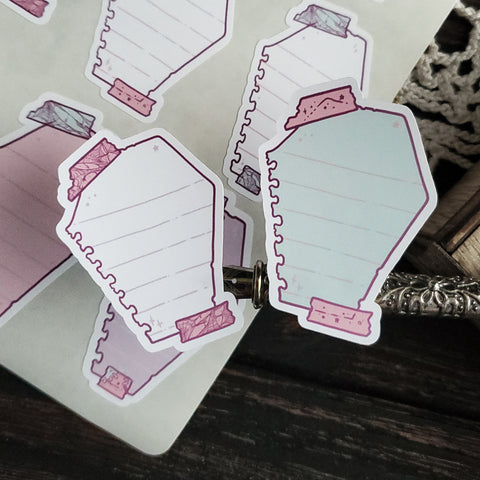 pastel coffin note page planner stickers