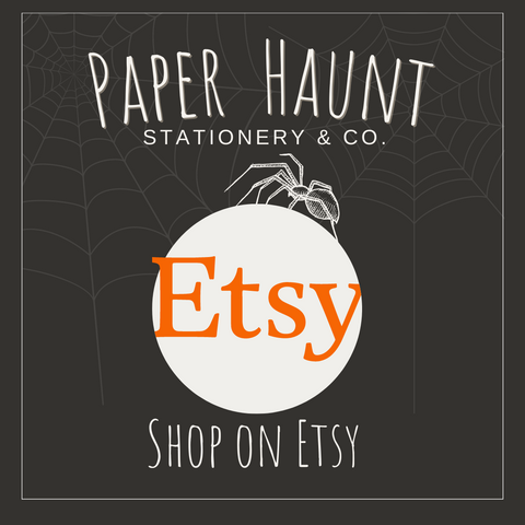 Shop Paper Haunt Stationery & Co + Lowbrow Misfits by White Stag Art on Etsy.