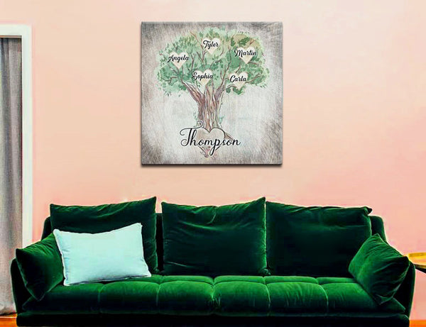 Pantone Color of the year 2024 Living room with Family Tree wall art - Gear Den