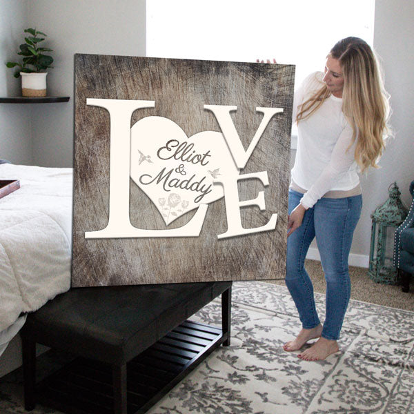 Personalized Love Couple Names On Heart Premium Canvas Wall Art Gearden