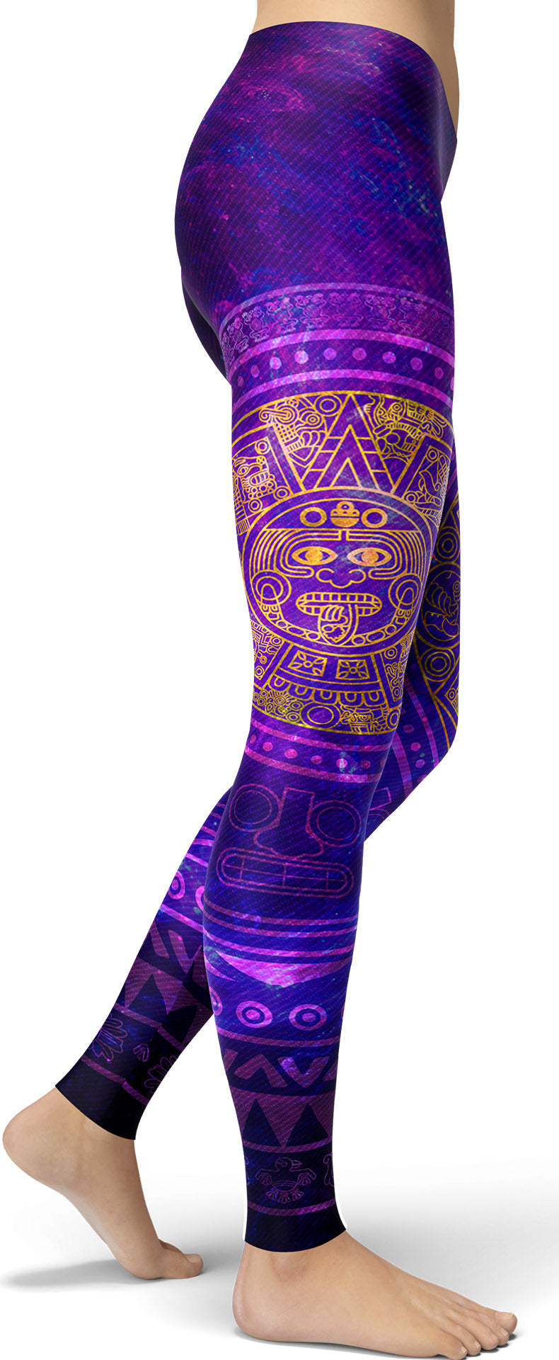 Golden Lotus Flower High Waist Leggings Black Yoga Pants