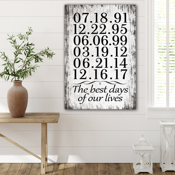 custom wall art - family special dates print - best days of our lives