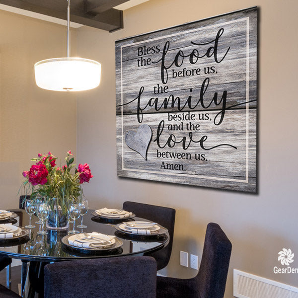 Canvas Wall  Art  Bless the Food Family Love Amen Quote 