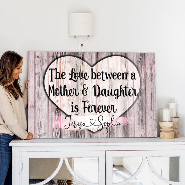 custom wall art - mother daughter love forever - with names print