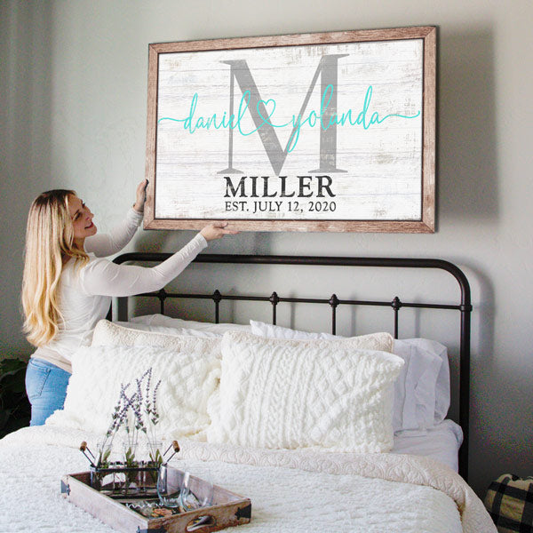 personalized family name bedroom wall art with year - breakfast tray - breakfast in bed
