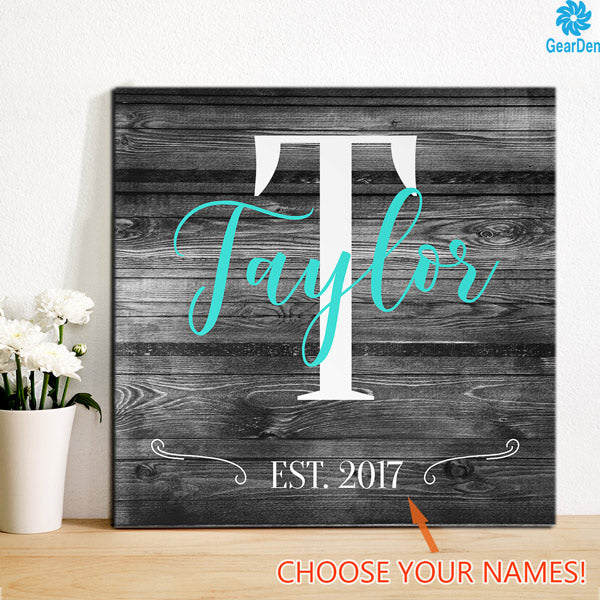 Flower vase with personalized Family name wall art - Gear Den