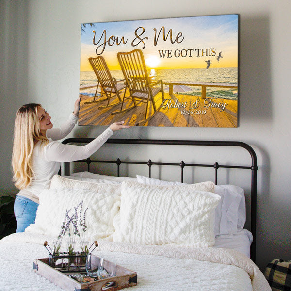 Personalized&quot;Sunset Beach You & Me We Got This&quot;Premium Canvas Wall Art - GearDen