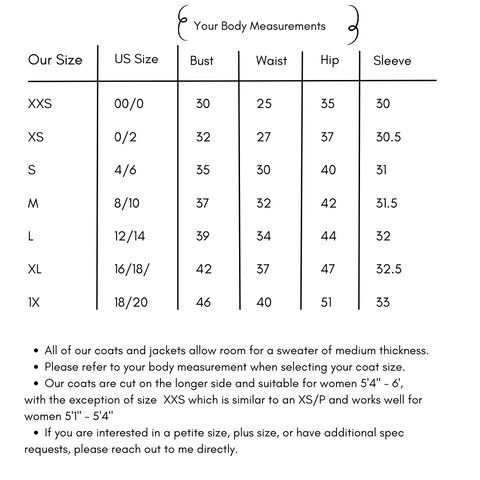 Extended Sizing Guide – The Checkroom