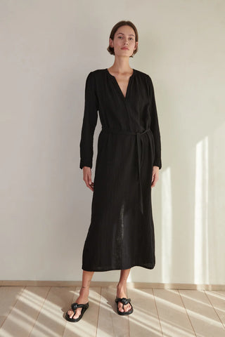 Black Cotton Gauze Dress