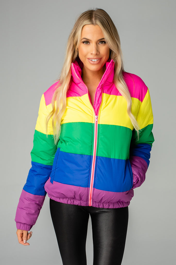 Download BuddyLove Wholesale | Lisa Puffer Jacket | Rainbow - Buddy Love Wholesale