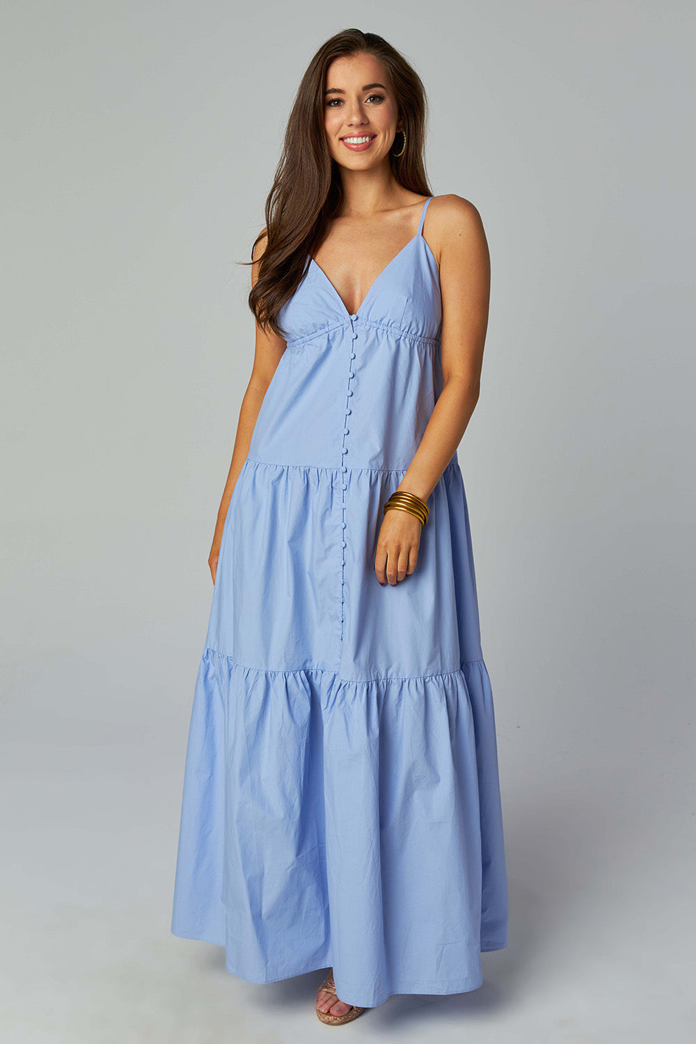 BuddyLove Wholesale | Kenna Tiered Maxi Dress | Blue