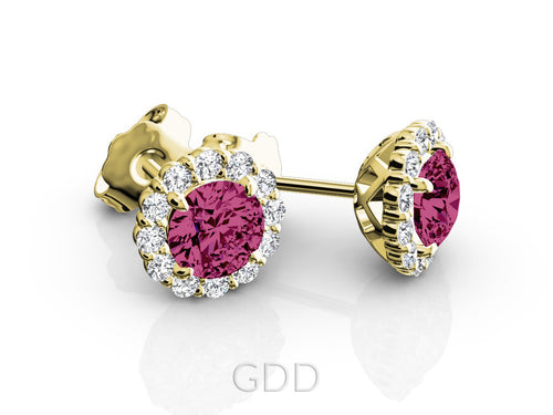 ASHI Oval Shape Gemstone & Halo Diamond Earrings 58555NSFHEREMWG