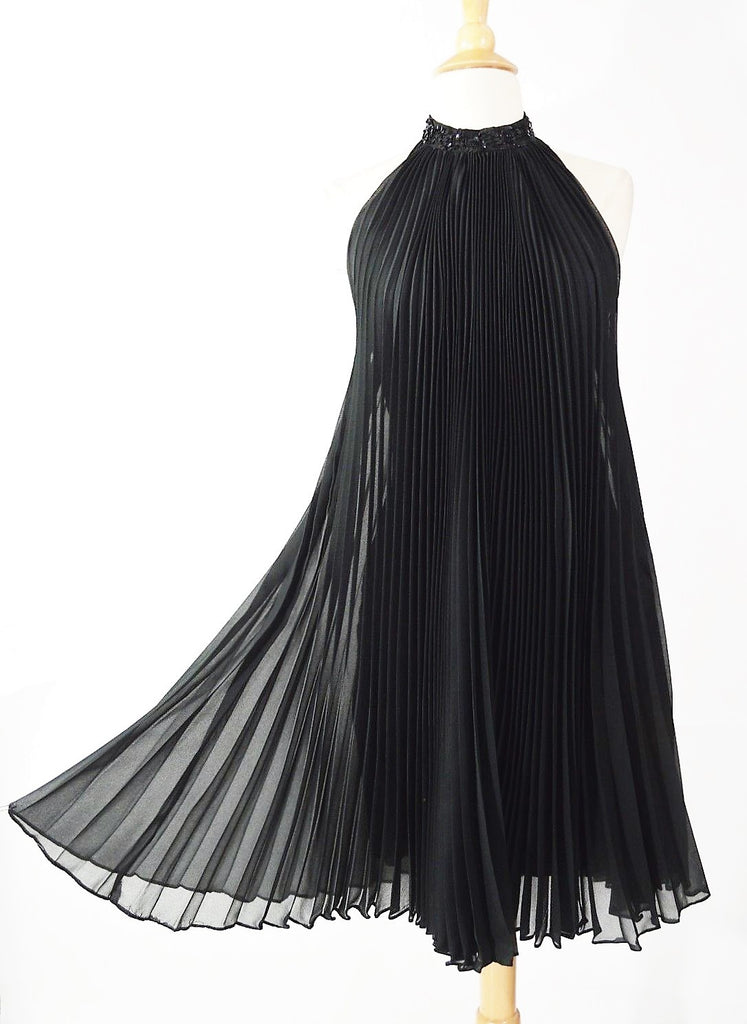 black chiffon halter dress