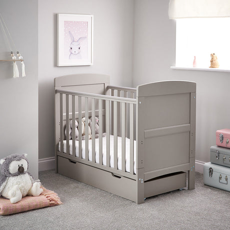 Obaby Grace Mini Cot Bed, Taupe Grey, Nursery Furniture