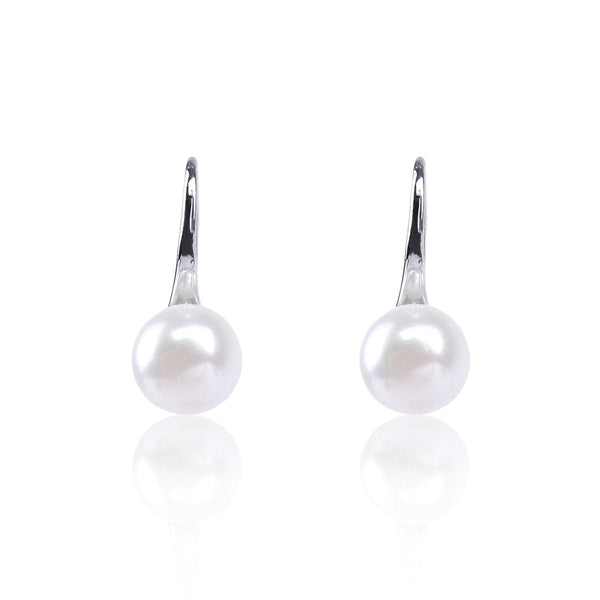 #GIF-P0509E Silver Plated Button Freshwater Cultured Pearl Earrings ...