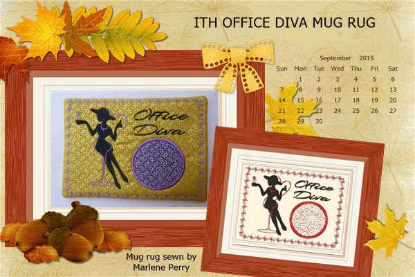 P064 In The Hoop Office Diva Mug Rug