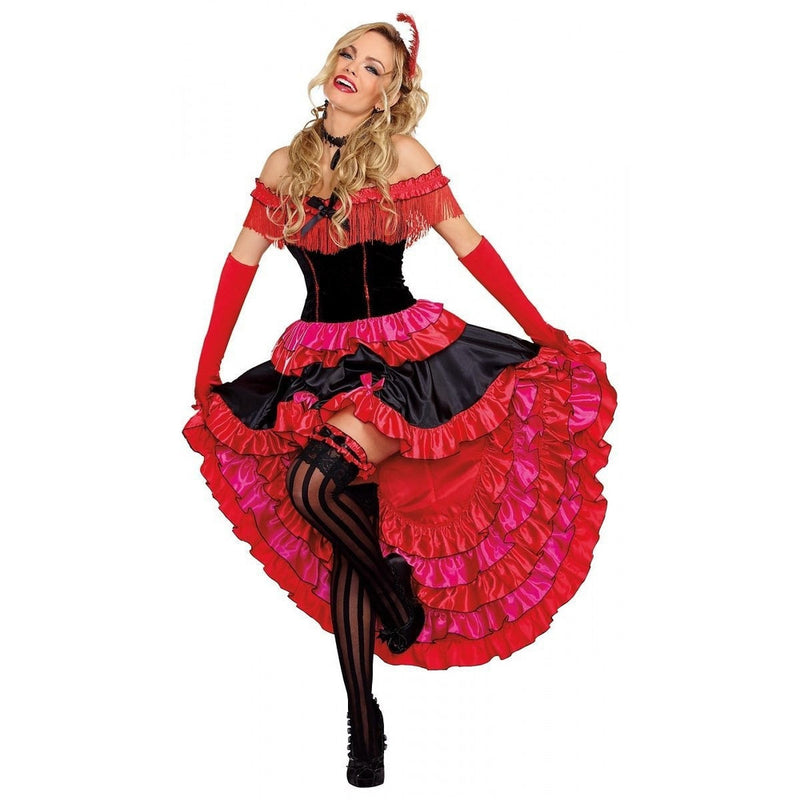 Saloon Can Can Cabaret Dancer Dress Women's Adult Costume Reg & P - Cyberteez