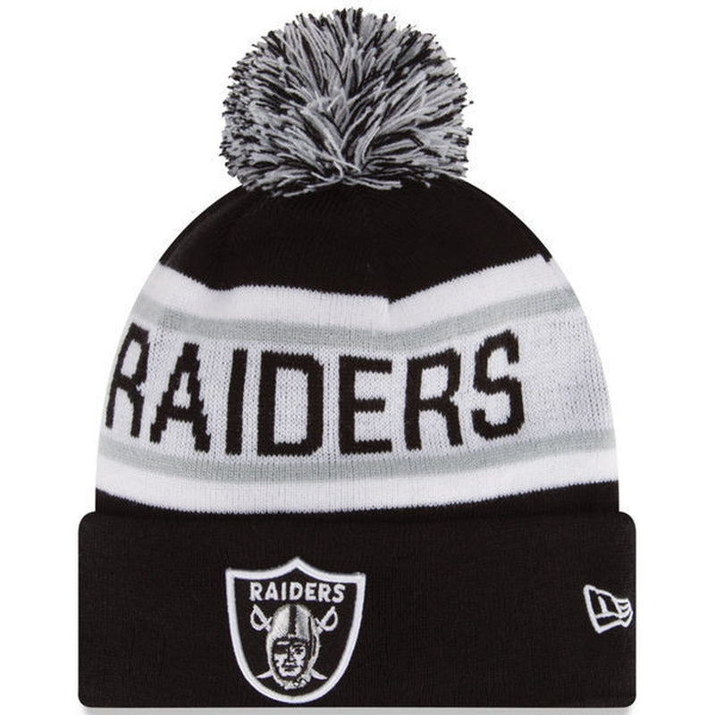 Klimatiske bjerge virksomhed Uhyggelig Oakland Raiders NFL New Era Biggest Fan Redux Pom Beanie Knit Hat -  Cyberteez