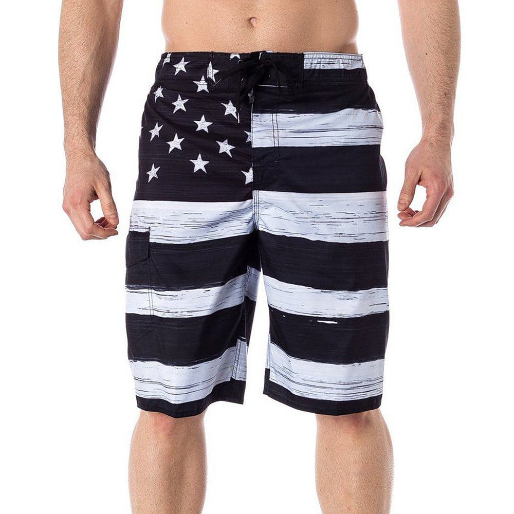 USA American Flag Men's Old Glory BLACK & WHITE Board Shorts - Cyberteez