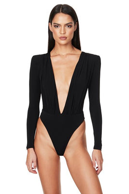 Plunge bodysuit with eyelash lace – Empress Curated Loungewear and