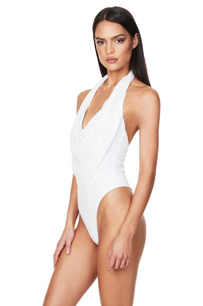 Dasha Plunge Bodysuit - White - Lady Luxe Boutique