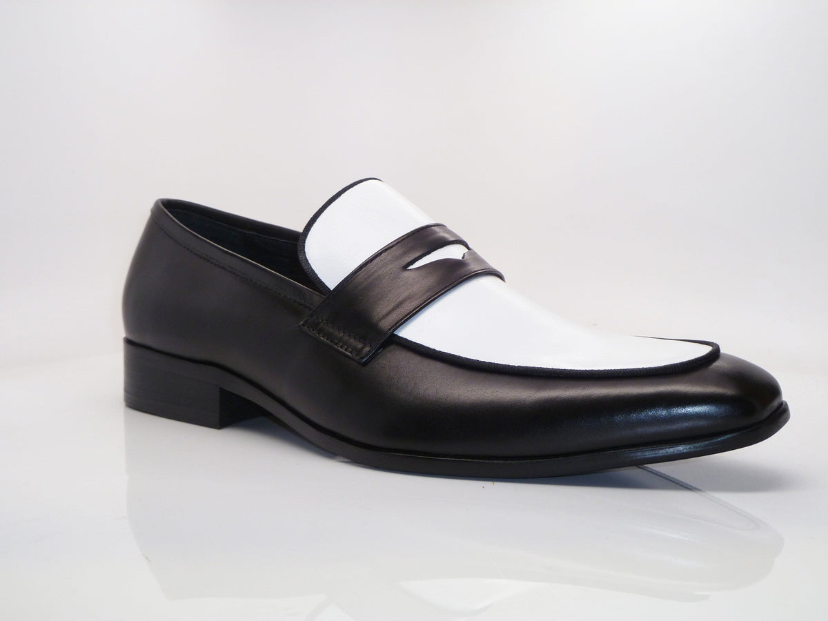 Calfskin Spectator Loafer Black/White – C&E Fashions